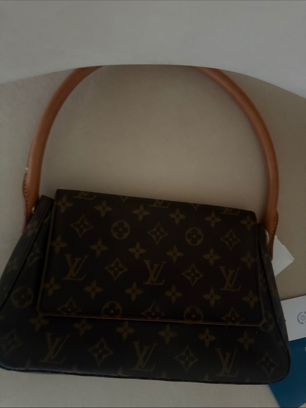 Louis Vuitton Monogram Canvas Shoulder Bag with Tan Handle - Picture 2 of 5